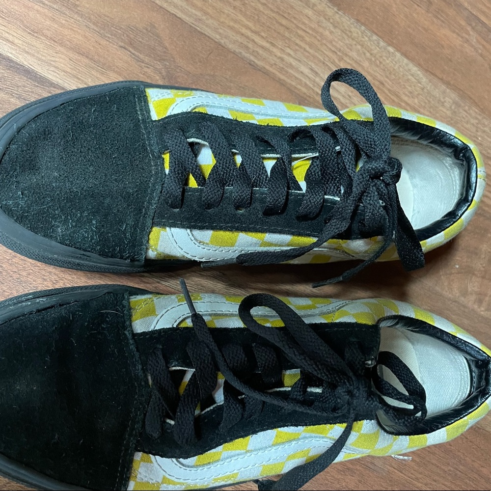 Youth Boys Girls Kids 5.5 Yellow White Checkered Check VANS Sneakers‎ Shoes - Picture 7 of 8